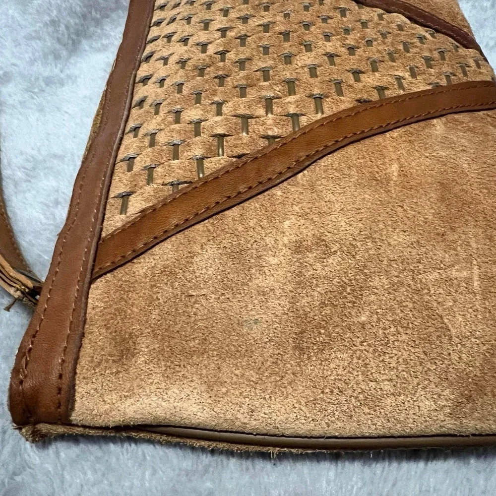 Genuine Leather Wristlet Satchel Bag Clutch Brown NWT Imported Women Accessories